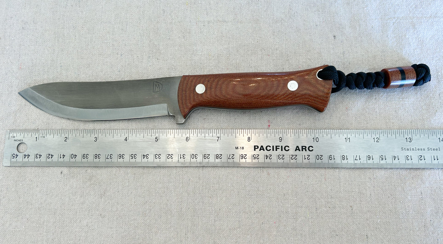 Endure bushcrafter with natural canvas micarta with black G10 liners