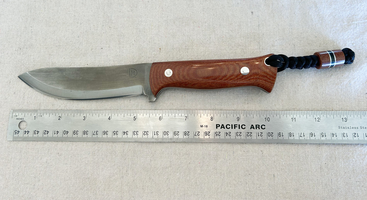 Endure bushcrafter in natural micarta with black G10 and thick aluminum liners