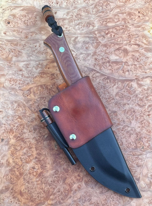 Endure Bushcrafter (natural canvas micarta with black G10 and thin aluminum liners)