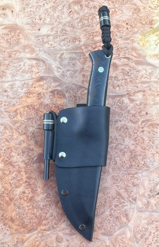 Endure Bushcrafter (black canvas micarta with jade G10 liners)