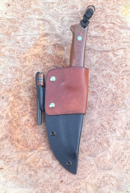 Endure Bushcrafter (natural canvas micarta with copper and forest green G10 liners, stainless loveless bolts)