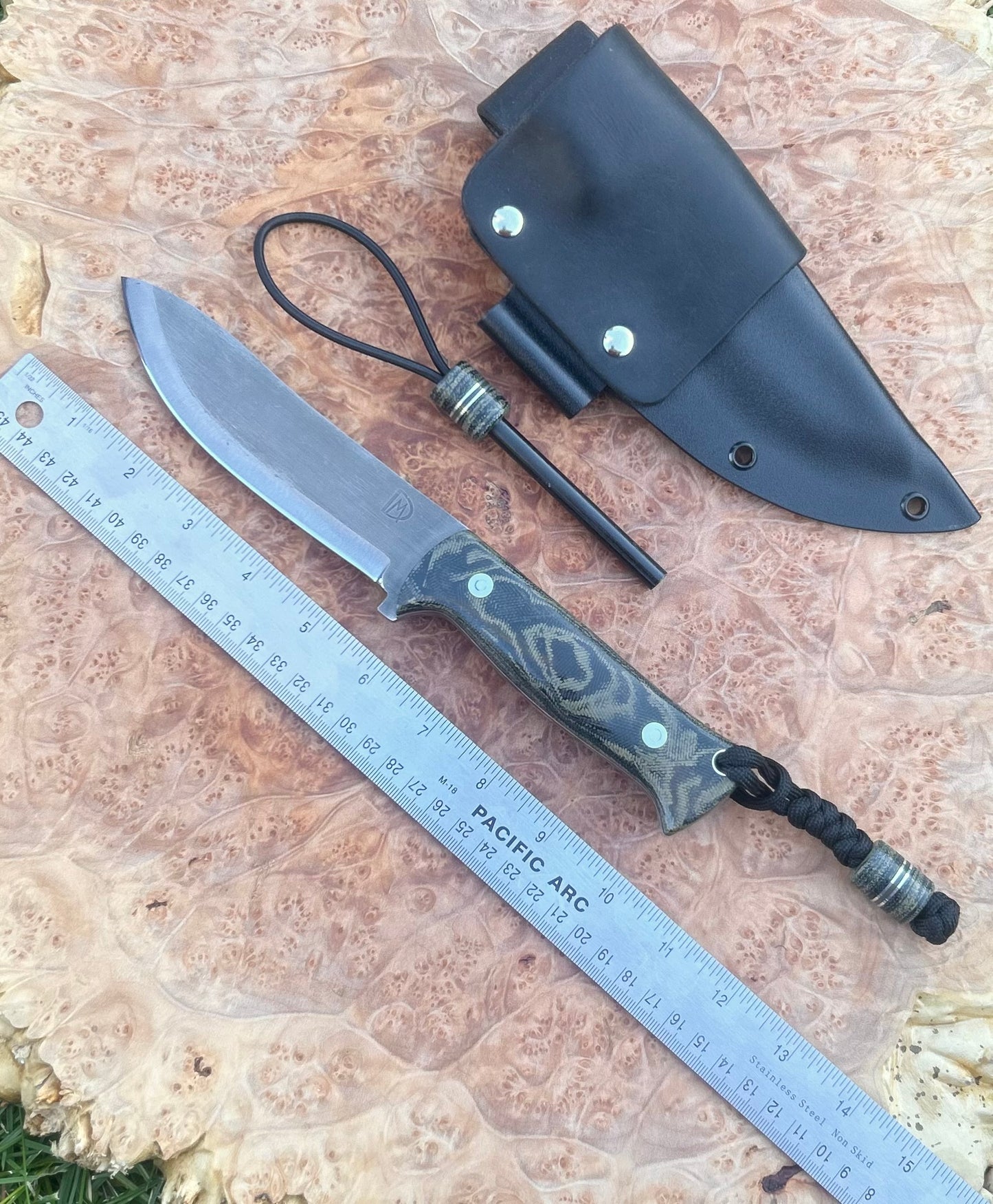 Endure Bushcraft (camo micarta with jade G10 liners)